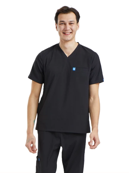 ZAZEL - Erkek Likralı Siyah Medikal Üniforma Üst ürün görseli