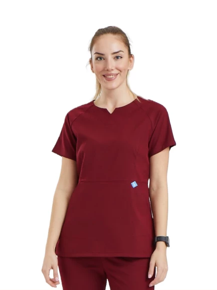 FREESIA- Kadın Likralı Bordo Üniforma Üst ürün görseli