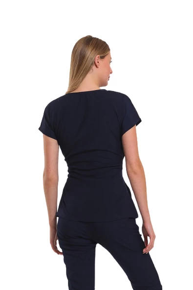 JONQUIL- Kadın Likralı Siyah Medikal Üniforma Üst - Resim 2