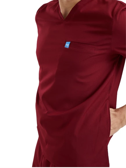 ZAZEL- Erkek Likralı Bordo Üniforma Üst - Resim 3