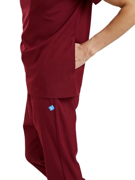 ZAZEL- Erkek Likralı Bordo Üniforma Üst - Resim 4