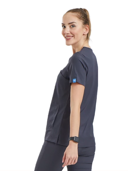 CLOWER- Kadın Likralı Koyu Gri Üniforma Üst - Resim 4