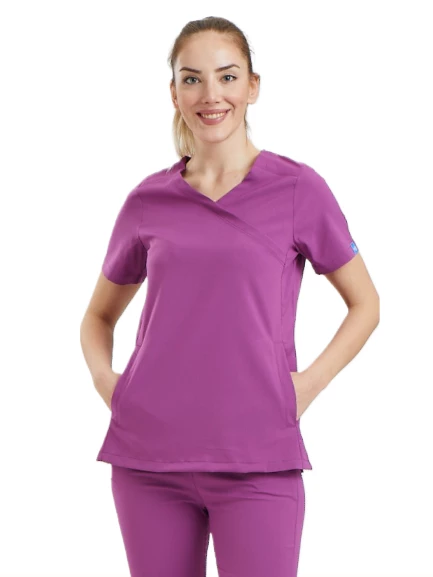 CLOWER- Kadın Likralı Pembe Üniforma Üst ürün görseli