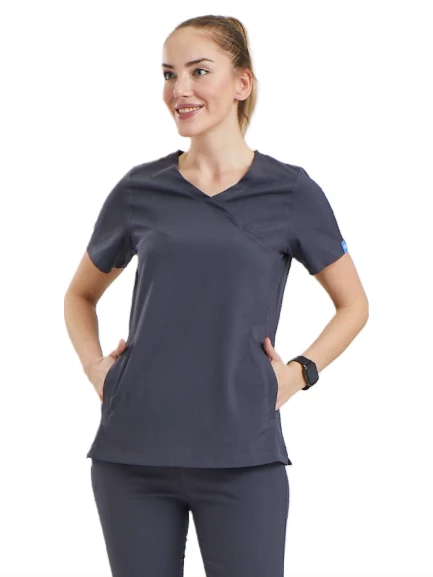 CLOWER- Kadın Likralı Koyu Gri Üniforma Üst ürün görseli