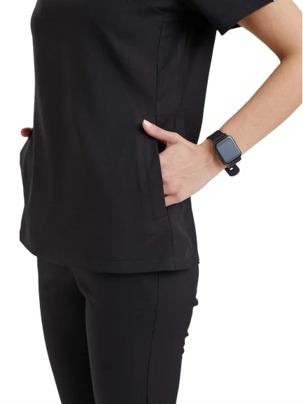 CLOWER- Kadın Likralı Siyah Üniforma Üst - Resim 2