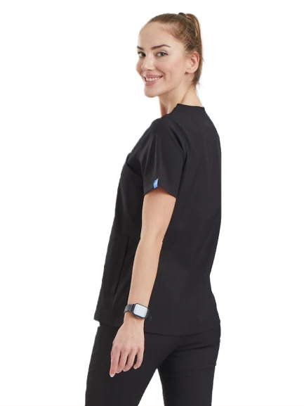 CLOWER- Kadın Likralı Siyah Üniforma Üst - Resim 3