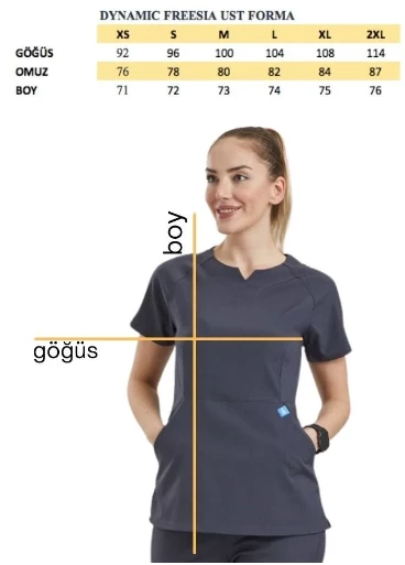 FREESIA- Kadın Likralı Beyaz Üniforma Üst - Resim 4