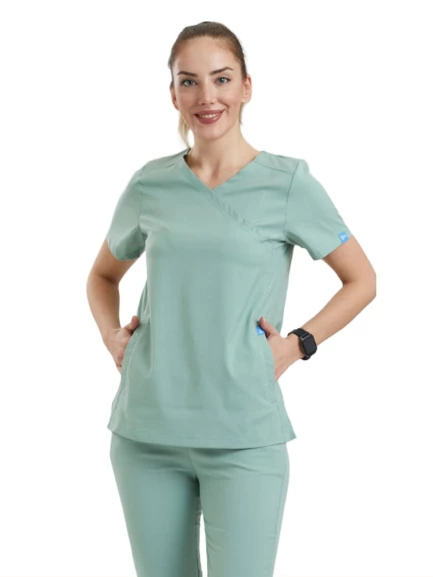 CLOWER- Kadın Likralı Mint Yeşili Üniforma Üst ürün görseli