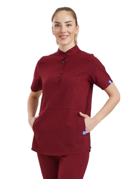 CROCUS- Kadın Likralı Bordo Üniforma Üst ürün görseli