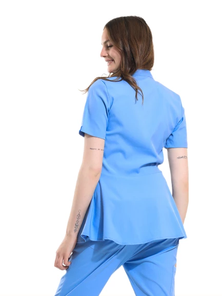 AZELIA - Kadın Likralı Buz Mavi Üniforma Üst - Resim 3