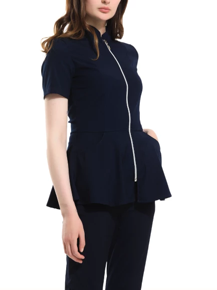 AZELIA - Kadın Likralı Lacivert Üniforma Üst - Resim 3