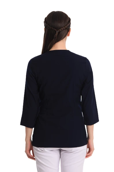 POPPY - Kadın Likralı Lacivert Üniforma Üst - Resim 4