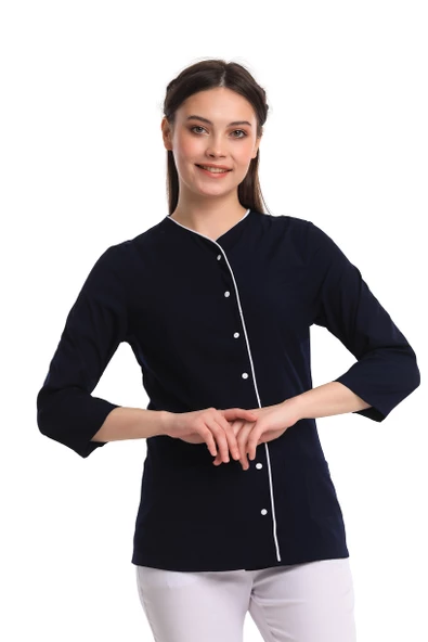 POPPY - Kadın Likralı Lacivert Üniforma Üst ürün görseli