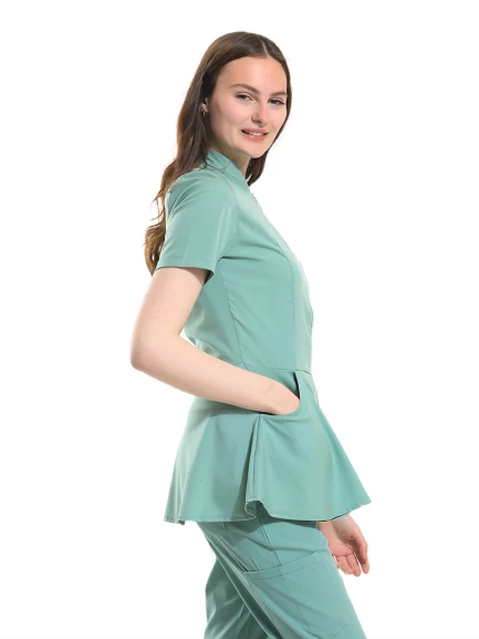 AZELIA - Kadın Likralı Mint Yeşili Üniforma Üst - 2