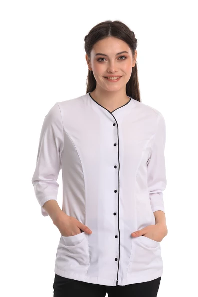 POPPY - Kadın Likralı Beyaz Üniforma Üst ürün görseli