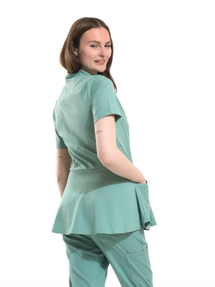 AZELIA - Kadın Likralı Mint Yeşili Üniforma Üst - 3