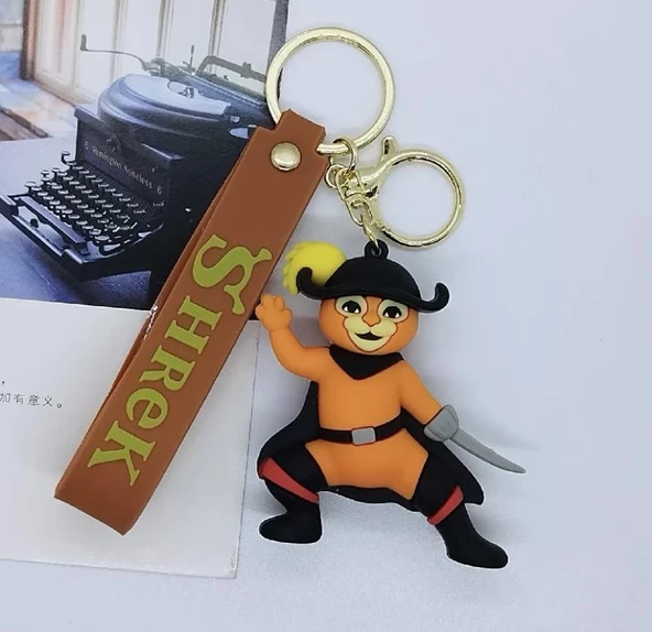 Şhrek Film Karakteri Çizmeli Kedi Silikon Anahtralık Çanta Süsü - Resim 2