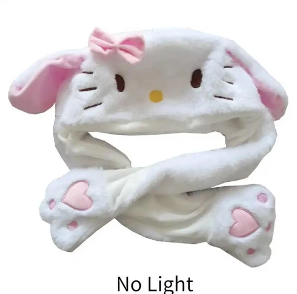 Hello Kitty Tasarımlı Işıklı Oynar Kulaklı Şapka - 2