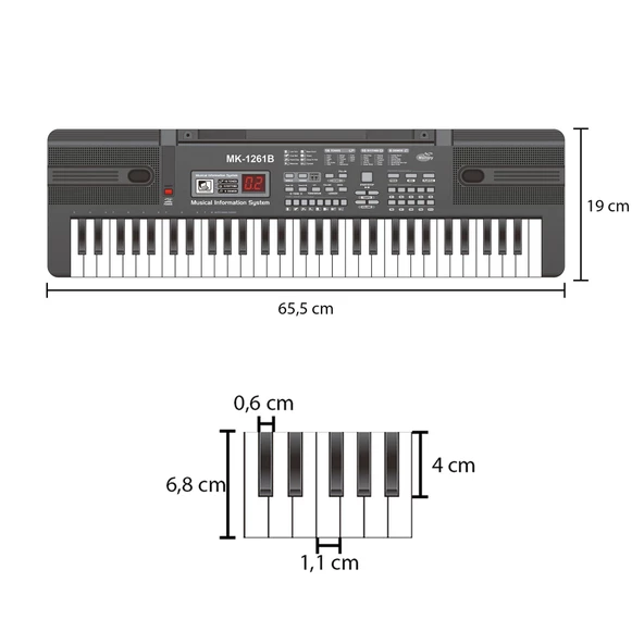 Jwin MK-1261B 61 Tuşlu Elektronik Org (Etiket. Adaptör Hediye) - 4