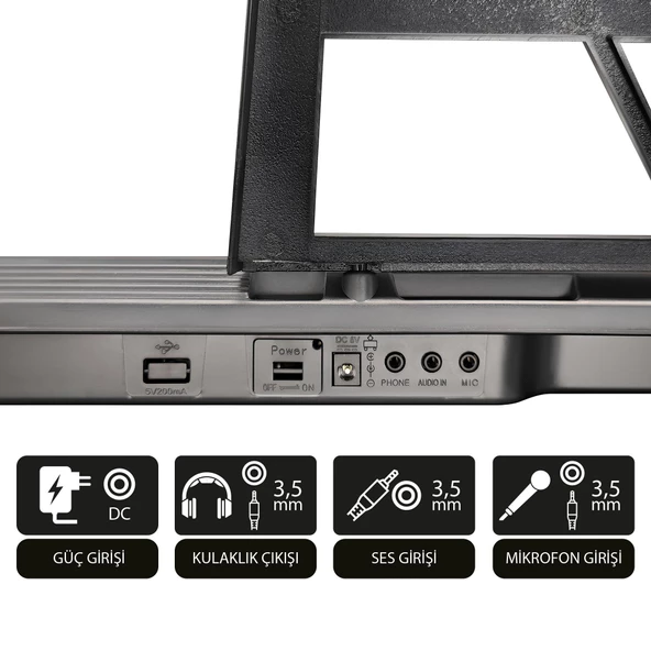 Jwin MK-1261B 61 Tuşlu Elektronik Org (Etiket. Adaptör Hediye) - 5