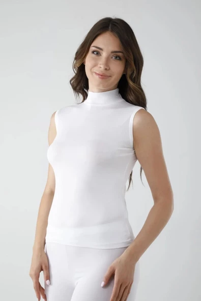 Vivaldi Kadın Beyaz Sıfır Kol Balıkçı Body 350 - Resim 4