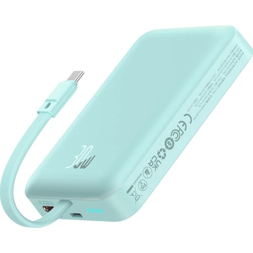 Baseus Mgsafe Mini 30W 10.000 Mah Type-C Kablolu Kablosuz Şarjlı Powerbank Mavi