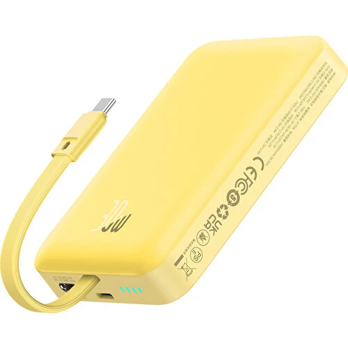 Baseus Mgsafe Mini 30W 10.000 Mah Type-C Kablolu Kablosuz Şarjlı Powerbank Sarı