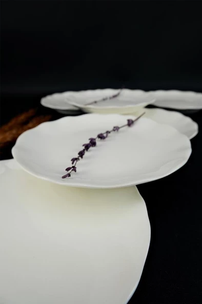 Digithome Kütahya Porselen Bergama 6’lı Pasta ve Sunum Tabağı Seti 19 Cm Krem - BER19TD142694 C320.105 - 3