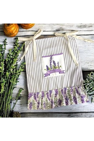 Lavanta Desen, Fırfırlı, Fırın Önlüğü (Örtüsü) ve Eldiveni - 2