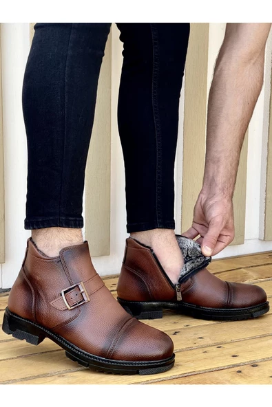 Muggo M1001 Su&soğuk Geçirmez Kürklü Garantili Unisex Kışlık Fermuarlı Bot Kauçuk Taban Sağlam - 3