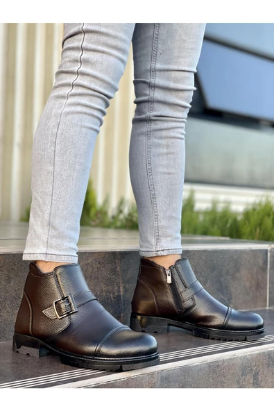 Muggo M1001 Su&soğuk Geçirmez Kürklü Garantili Unisex Kışlık Fermuarlı Bot Kauçuk Taban Sağlam - 5