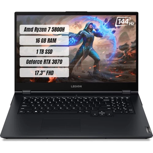 Lenovo Legion 5 AMD Ryzen 7 5800H 16GB 1TB SSD RTX3070 Freedos 17.3" FHD 144 Hz Taşınabilir Bilgisayar -OUTLET