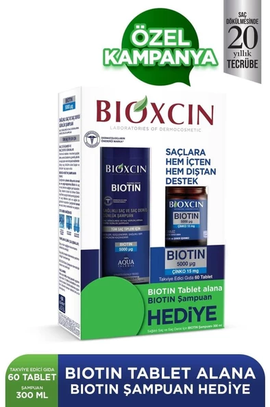 Bioxcin Biotin Tablet 5000 Mg Biotin Şampuan 300ml Hediye