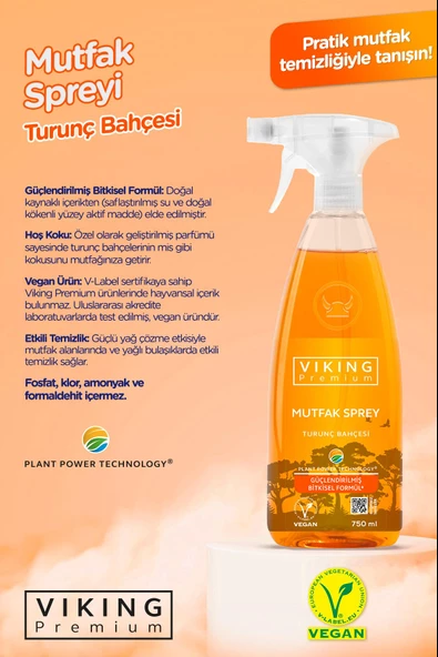 Viking Premium Mutfak Spreyi Turunç Bahçesi 750 ml 4 Adet - 3