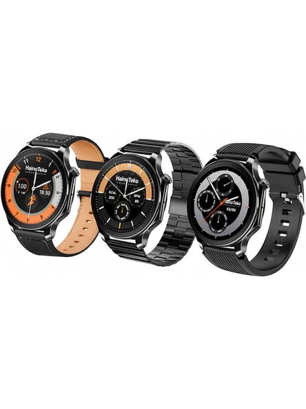 Haino Teko Germany RW-52 Spor Akıllı Saat 3 Kordon Deri Metal Silikon - 4
