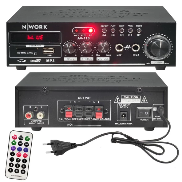 Nwork Av-110 Anfi 110 Watt 12v 220v Dijital Bluetooth Usb Sd - 1