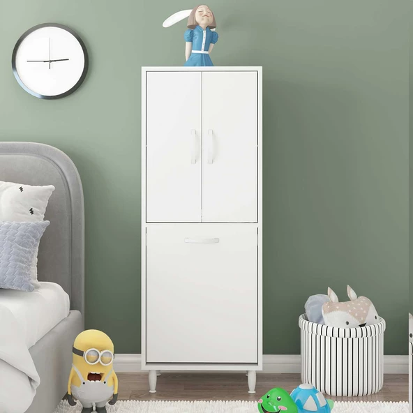MODİLAYN Gamzem GENÇ ODASI 55x138 cm Oyuncak Sepetli Çocuk Odası Dolabı - Resim 2