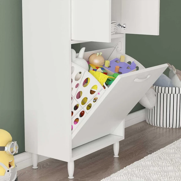 MODİLAYN Gamzem GENÇ ODASI 55x138 cm Oyuncak Sepetli Çocuk Odası Dolabı - Resim 4