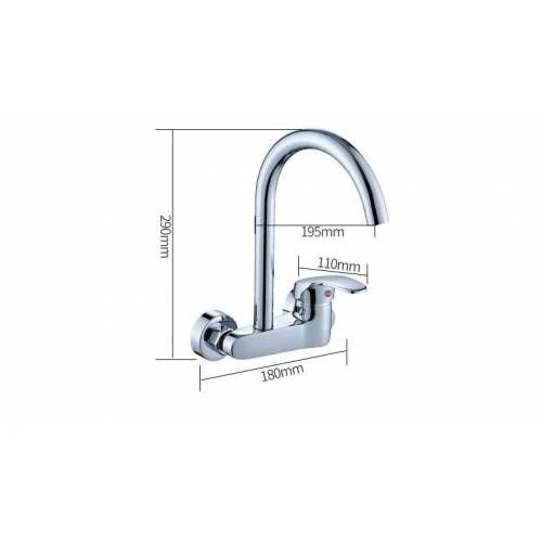 Sardıcı Edge Series Duvardan Aplike Krom Mutfak Bataryası Pirinç Malzeme - 2
