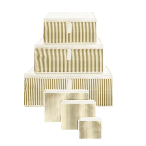 Piev Seyahat Yolculuk Valiz Bavul Düzenleyici Organizer 6 Lı Set Sarı Çizgili - 2