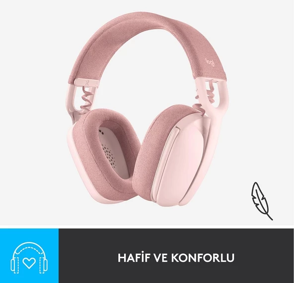 Logitech ZONE VİBE 100 Mikrofonlu Bluetooth Kablosuz Pembe - 2