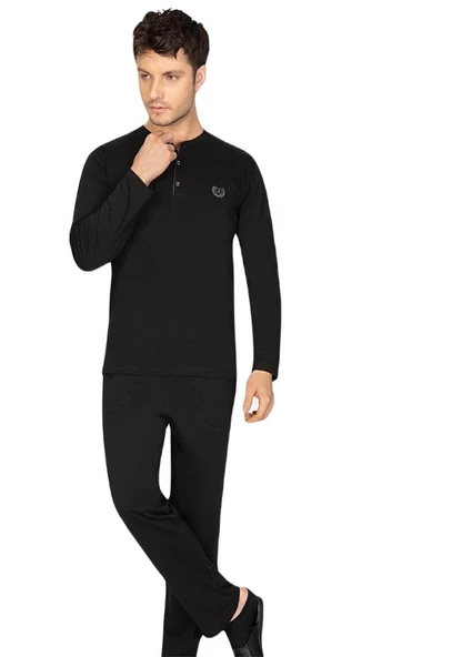 ANCELO %100 PAMUK UZUN KOLLU ERKEK PİJAMA TAKIM - 6