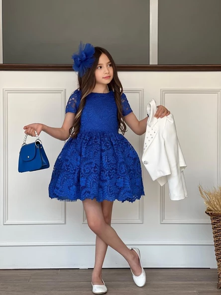 Uğur Böceği Çocuk Kız Çocuk 4'lü Şık Abiye Takım Elbise Ceket Çanta Toka - 7