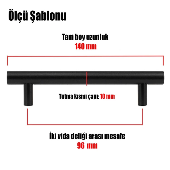10 Adet Gül Boylu Siyah Mobilya Mutfak Dolap Çekmece Dolabı Metal Kulpu Kulbu Kulpları 96 Mm - 2