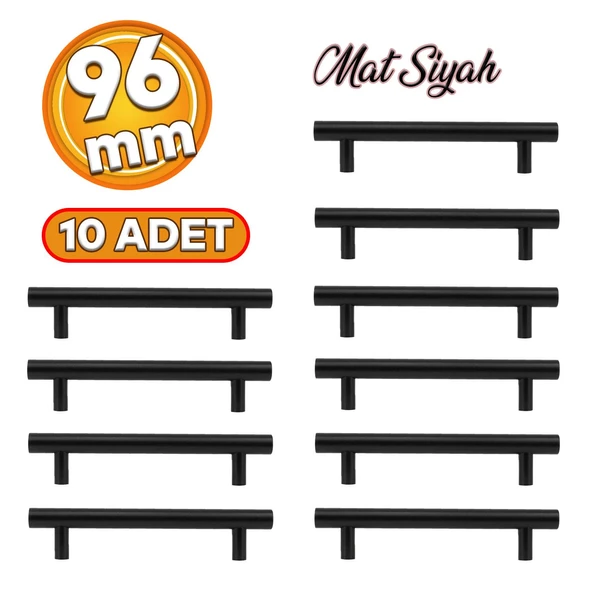 10 Adet Gül Boylu Siyah Mobilya Mutfak Dolap Çekmece Dolabı Metal Kulpu Kulbu Kulpları 96 Mm