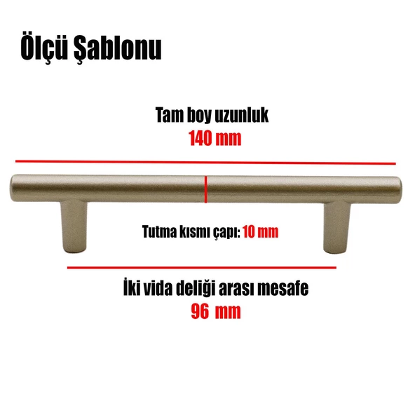 10 Adet Gül Boylu Mobilya Mutfak Dolap Çekmece Dolabı Metal Kulpu Kulbu Kulpları Saten Renk 96 Mm - 2