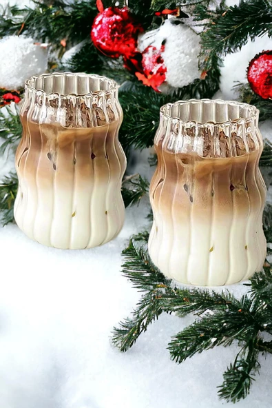 2li Sukabağı Şekli Latte Bardak Seti İskandinav Tarz Cam Bardak Kahve Kokteyl Sunum Bardağı 500ml - 5