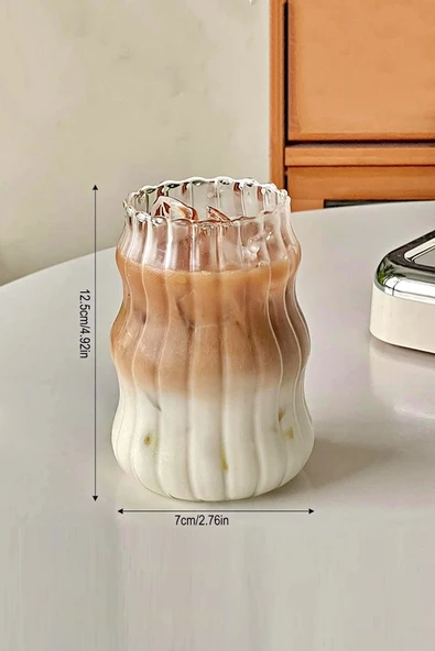 2li Sukabağı Şekli Latte Bardak Seti İskandinav Tarz Cam Bardak Kahve Kokteyl Sunum Bardağı 500ml - 4