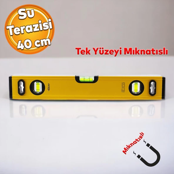 Mıknatıslı Aluminyum Su Terazisi 40 Cm Duvar Fayans Marangoz Mühendislik Ölçüm Eğim Ölçü Eğik Ölçme