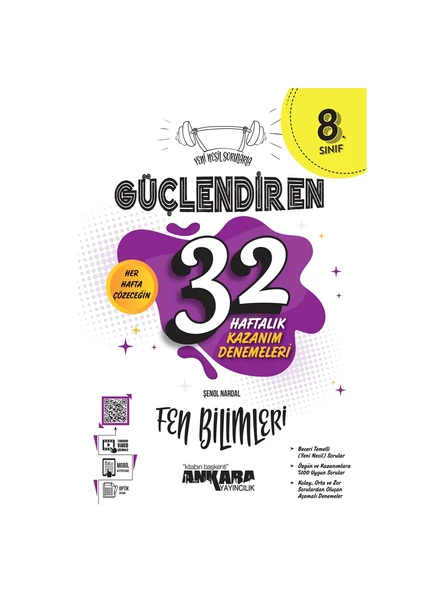 Ankara Yayıncılık 8.Sınıf Güçlendiren 32 Haftalık Fen Bilimleri Kazanım Denemeleri